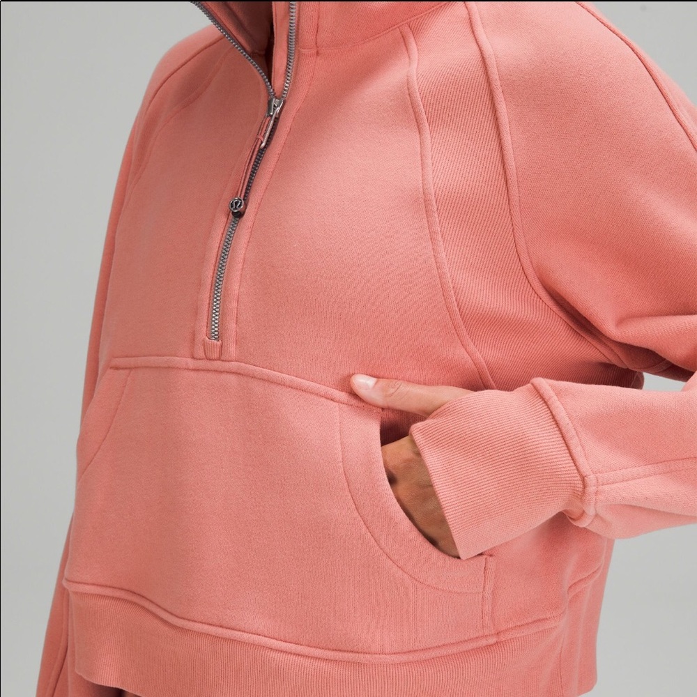 Lululemon Pink Savannah Oversized Scuba funnel neck half zip